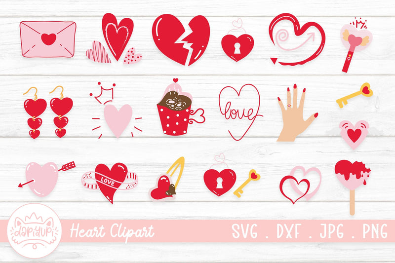 Heart Clipart Bundle | Valentine Red Heart Clipart Sticker SVG dapiyupi store 
