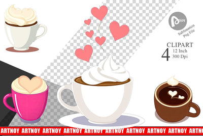 Heart Coffee Clipart Sublimation artnoy 