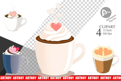 Heart Coffee Clipart Sublimation artnoy 