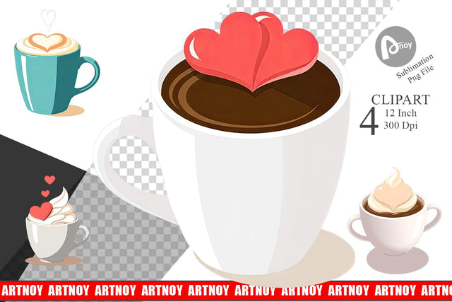 Heart Coffee Clipart Sublimation artnoy 
