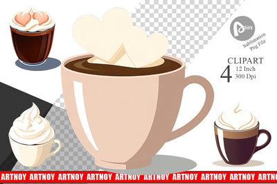Heart Coffee Clipart Sublimation artnoy 