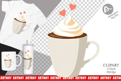 Heart Coffee Clipart Sublimation artnoy 