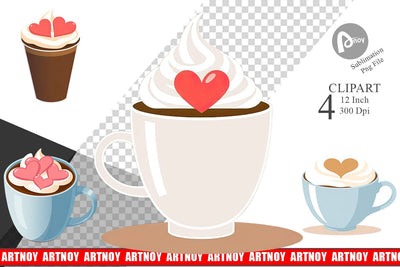 Heart Coffee Clipart Sublimation artnoy 