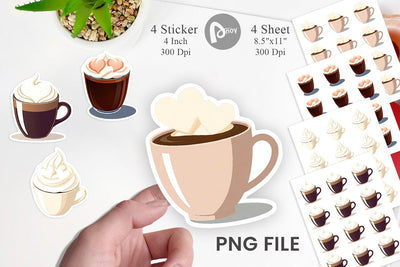 Heart Coffee Sticker Sublimation artnoy 