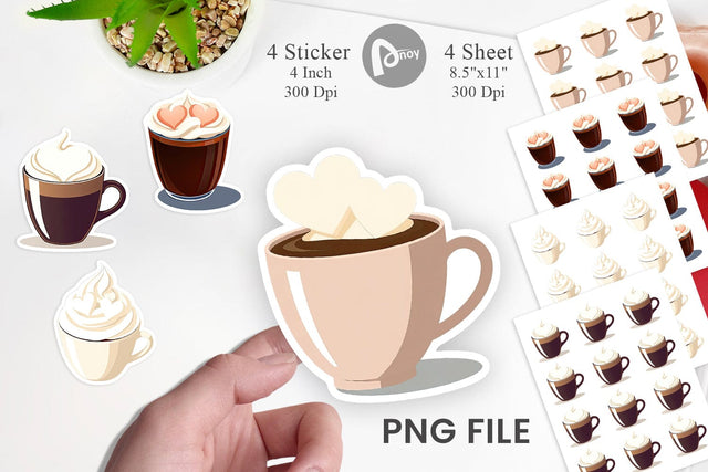 Heart Coffee Sticker Sublimation artnoy 