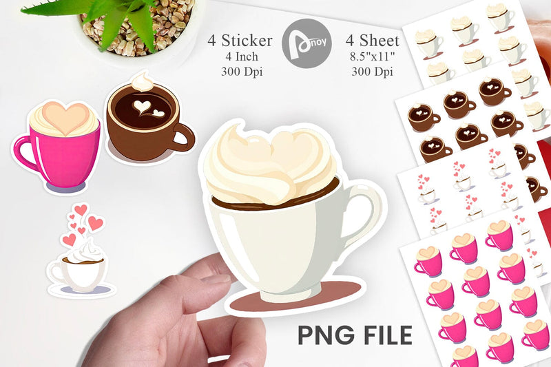 Heart Coffee Sticker Sublimation artnoy 