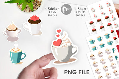 Heart Coffee Sticker Sublimation artnoy 