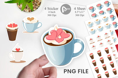 Heart Coffee Sticker Sublimation artnoy 