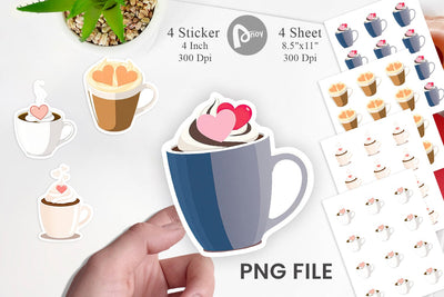 Heart Coffee Sticker Sublimation artnoy 