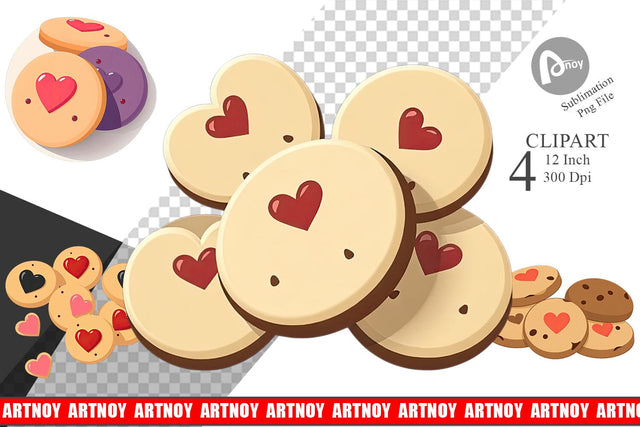 Heart Cookies Clipart Sublimation artnoy 
