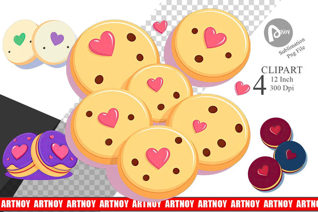 Heart Cookies Clipart Sublimation artnoy 