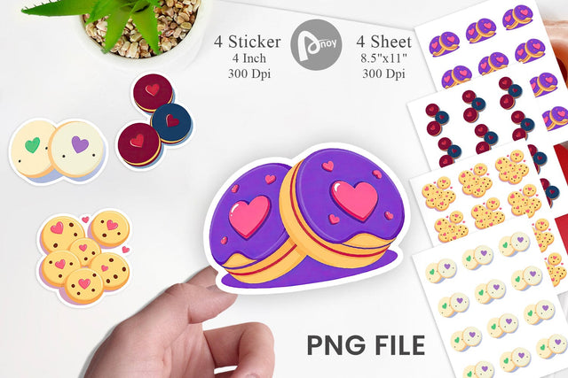 Heart Cookies Sticker Sublimation artnoy 