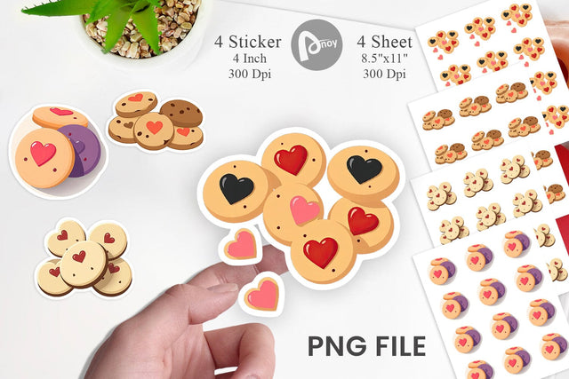 Heart Cookies Sticker Sublimation artnoy 