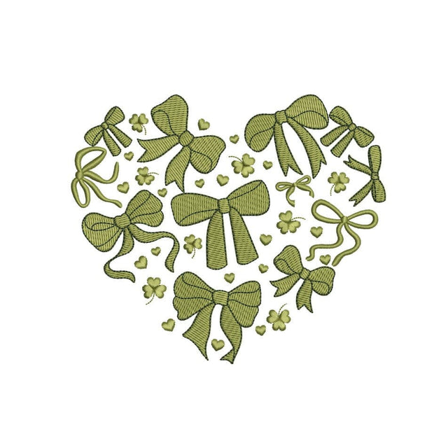 Heart Coquette Bow and Ribbon Embroidery Design, St. Patricks Day Embroidery Design, 3 sizes, Instant Download Embroidery/Applique DESIGNS Nino Nadaraia 