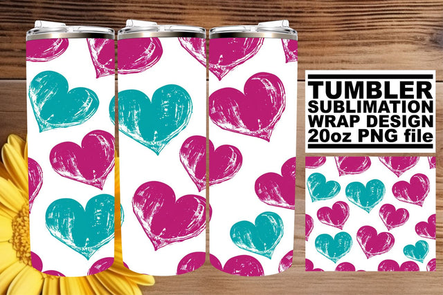 Heart Decor Tumbler Wrap Sublimation afrosvg 