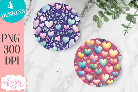 Heart designs for coaster sublimation, heart coaster PNG Sublimation Amorclipart 