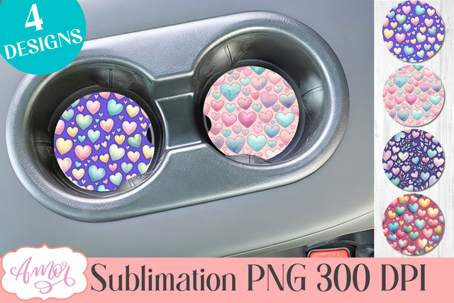 Heart designs for coaster sublimation, heart coaster PNG Sublimation Amorclipart 