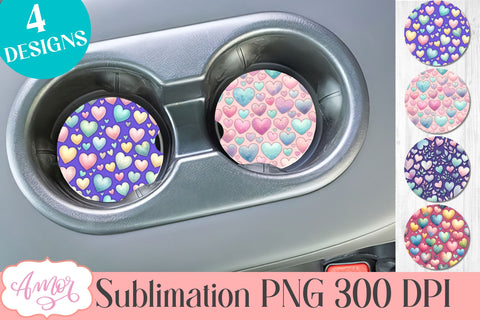 Heart designs for coaster sublimation, heart coaster PNG Sublimation Amorclipart 