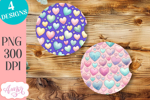 Heart designs for coaster sublimation, heart coaster PNG Sublimation Amorclipart 