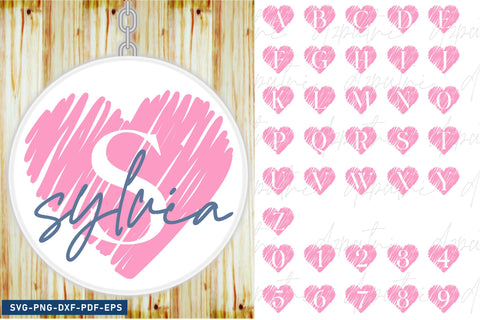 Heart Distressed Font SVG Designs, Love Alphabet Monogram Letters, Keychain SVG Bundle, Backgrounds Sublimation SVG D2PUTRI Designs 