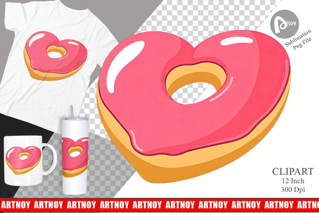Heart Donut Clipart Sublimation artnoy 