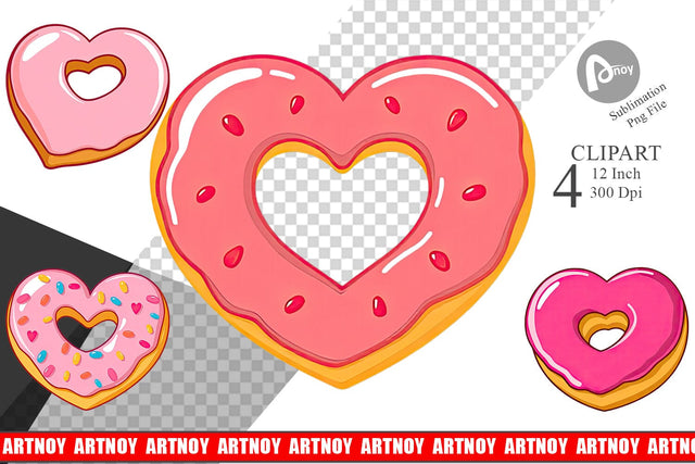 Heart Donut Clipart Sublimation artnoy 