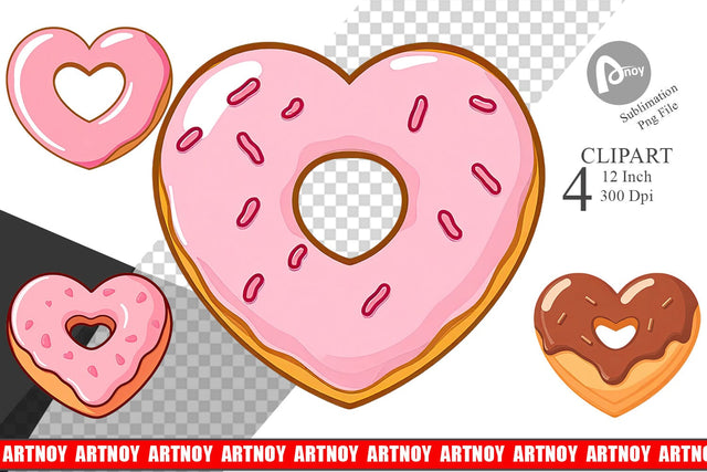 Heart Donut Clipart Sublimation artnoy 