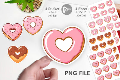 Heart Donut Sticker Sublimation artnoy 