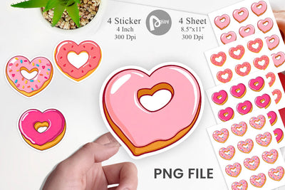 Heart Donut Sticker Sublimation artnoy 