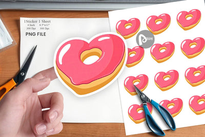 Heart Donut Sticker Sublimation artnoy 