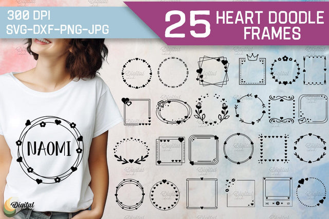 Heart Doodle Frame SVG Bundle. Valentine TShirt Design SVG SVG Evgenyia Guschina 