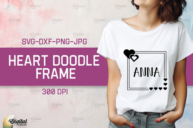 Heart Doodle Frame SVG. Valentine TShirt Design SVG SVG Evgenyia Guschina 