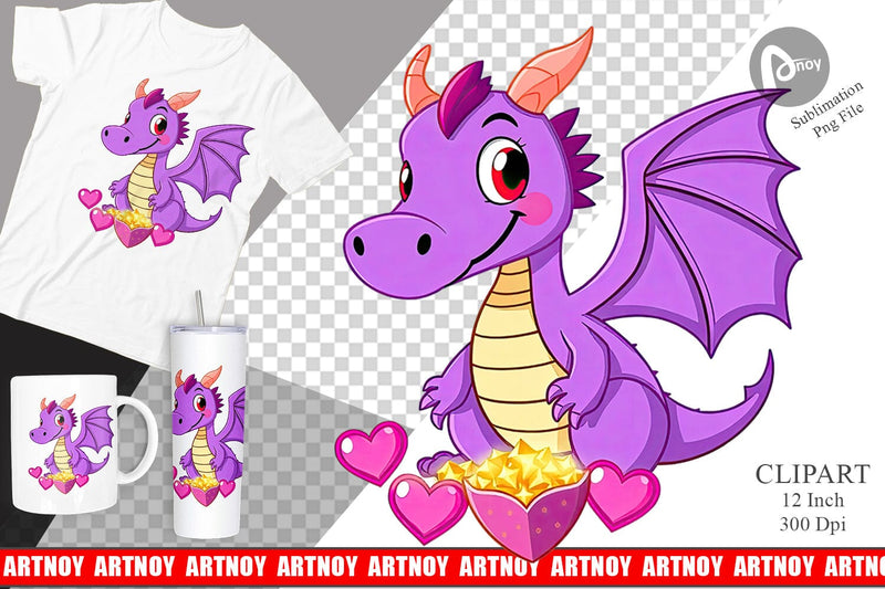 Heart Dragon Clipart Sublimation artnoy 