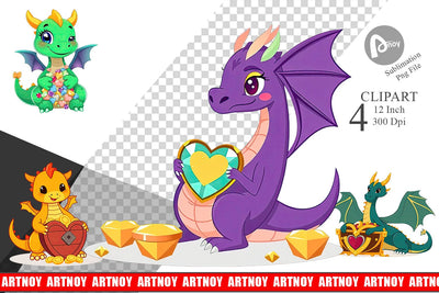 Heart Dragon Clipart Sublimation artnoy 