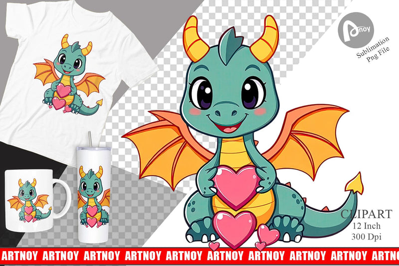 Heart Dragon Clipart Sublimation artnoy 