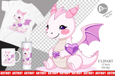 Heart Dragon Clipart Sublimation artnoy 