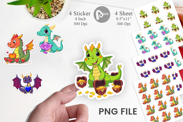 Heart Dragon Sticker Sublimation artnoy 