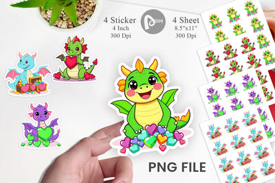 Heart Dragon Sticker Sublimation artnoy 