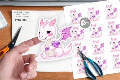 Heart Dragon Sticker Sublimation artnoy 
