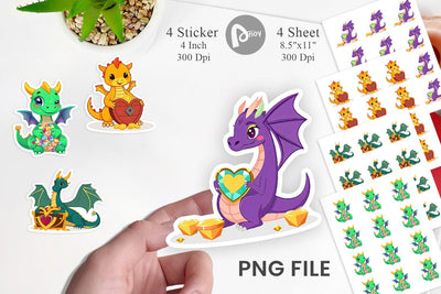 Heart Dragon Sticker Sublimation artnoy 