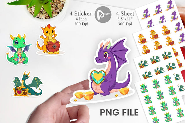 Heart Dragon Sticker Sublimation artnoy 