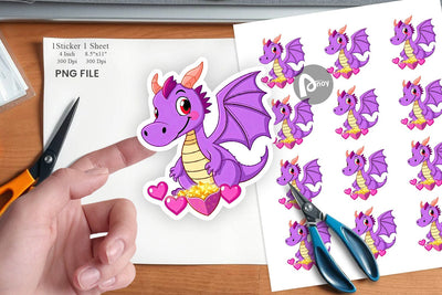 Heart Dragon Sticker Sublimation artnoy 