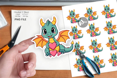 Heart Dragon Sticker Sublimation artnoy 