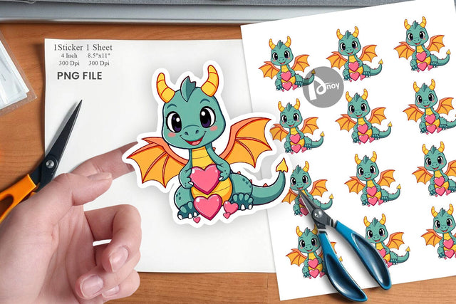 Heart Dragon Sticker Sublimation artnoy 