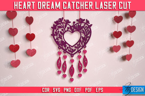 Heart Dream Catcher Bundle | Romantic Gift | Valentine's Day | Hanging Dream Catcher | CNC Files SVG Fly Design 