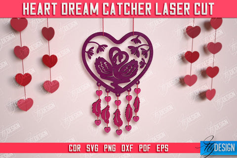 Heart Dream Catcher Bundle | Romantic Gift | Valentine's Day | Hanging Dream Catcher | CNC Files SVG Fly Design 