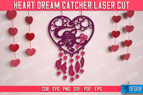 Heart Dream Catcher Bundle | Romantic Gift | Valentine's Day | Hanging Dream Catcher | CNC Files SVG Fly Design 