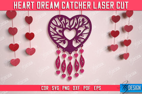 Heart Dream Catcher Bundle | Romantic Gift | Valentine's Day | Hanging Dream Catcher | CNC Files SVG Fly Design 