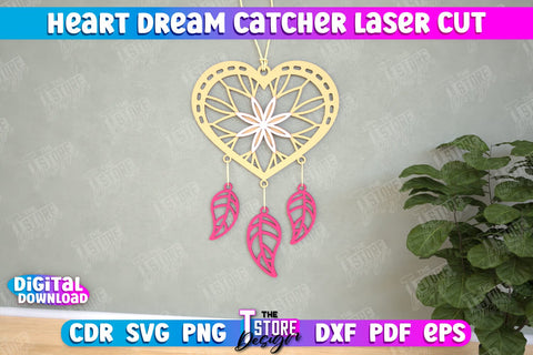 Heart Dream Catcher Laser Cut Bundle, Valentine's Day Gift, Romantic Gift, Home Decor, Boho Design, 3d Layered Dream Catcher SVG The T Store Design 