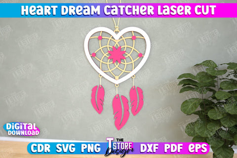 Heart Dream Catcher Laser Cut Bundle, Valentine's Day Gift, Romantic Gift, Home Decor, Boho Design, 3d Layered Dream Catcher SVG The T Store Design 
